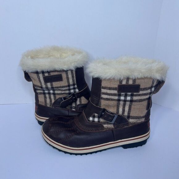 LL Bean Rangeley Pac Fur Ankle Boot Waterproof Insulated Nova Check Wool Women - Picture 6 of 7